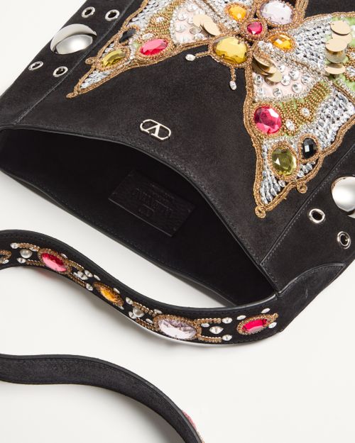 Valentino Garavani - Valentino Garavani Nellcôte Embroidered Shoulder Bag With Fringes - Multicolour - Woman - Shoulder Bags